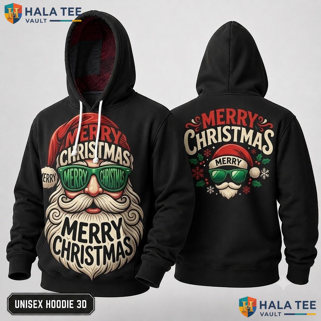 Funny Merry Santa Claus Xmas 3D Hoodie Colorful Printed Pullover