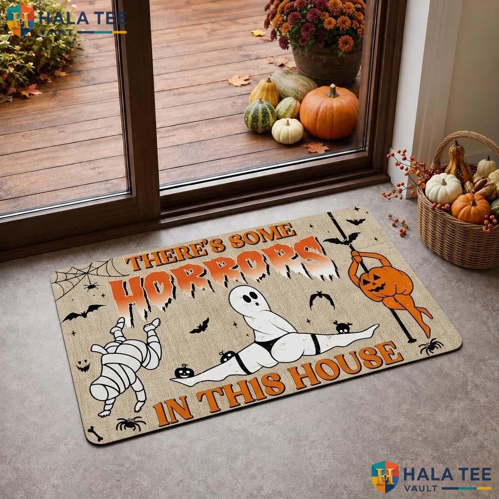 Funny Mummy Halloween Doormat Spooky Front Porch Mat Ghost Pumpkin Decor