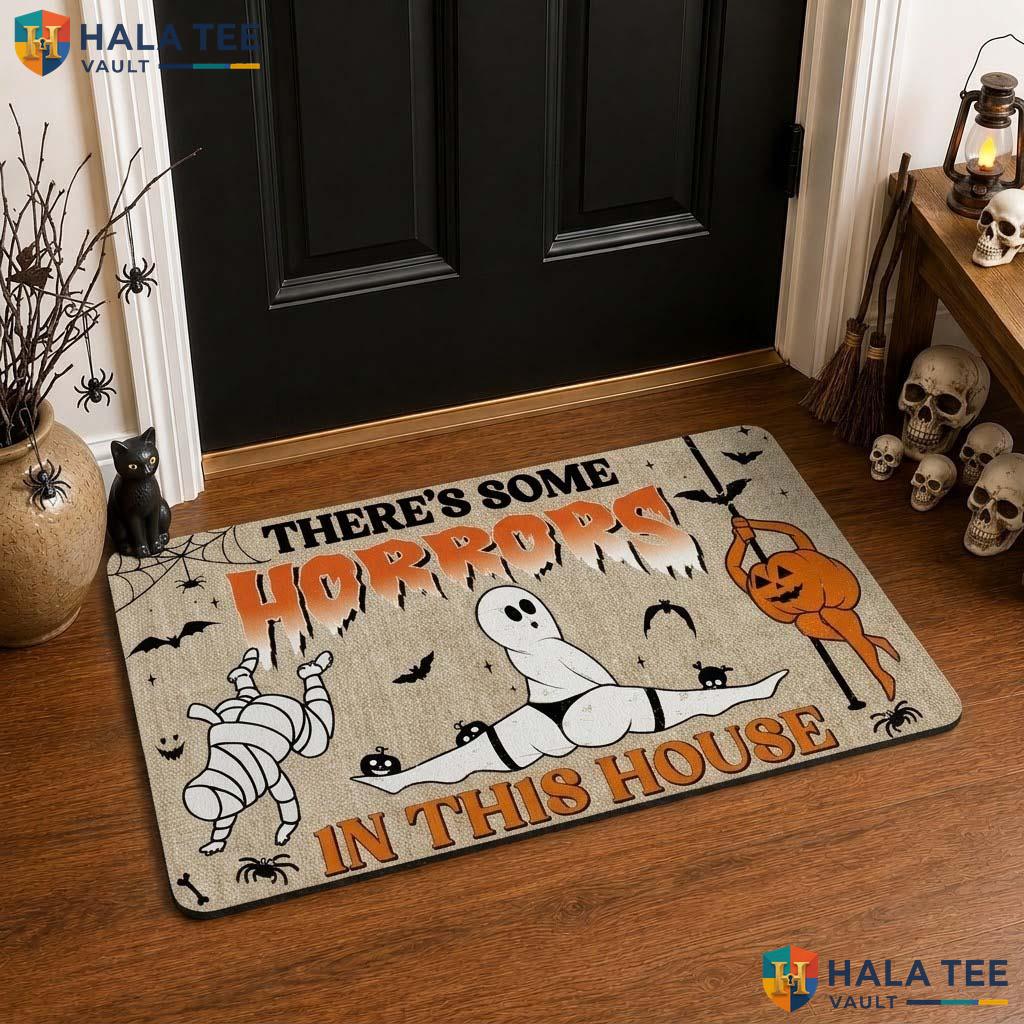 Funny Mummy Halloween Front door mat Spooky Front Porch Mat Ghost Pumpkin Decor