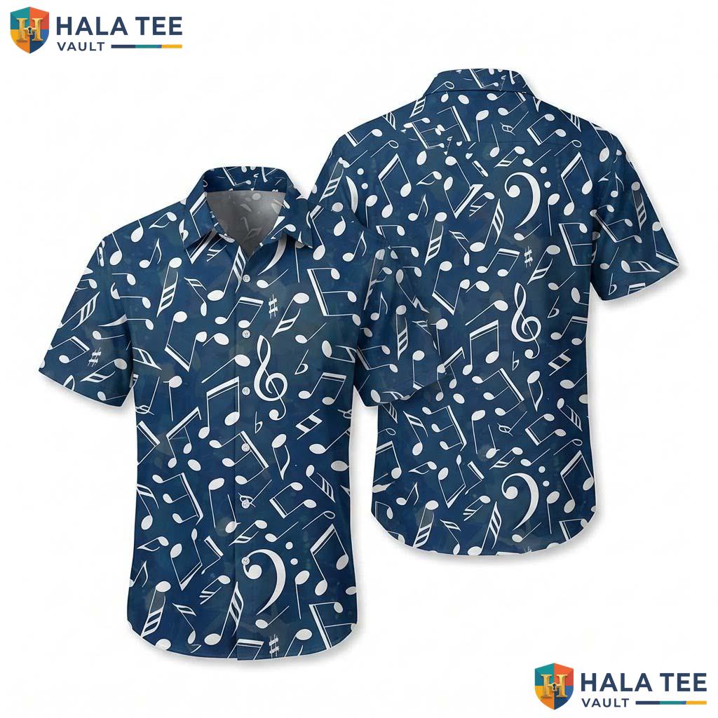 Funny Musical Notes Hawaiian Shirt Casual Button Down For Music Lovers Men