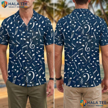 Funny Musical Notes Tropical Shirt Casual Button Down For Music Lovers Men