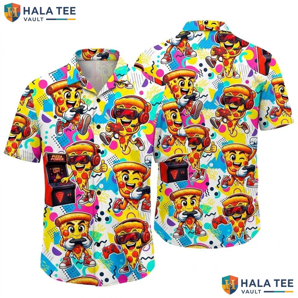 Funny Pizza Pattern Hawaiian Shirt Farm Life Aloha Button Down Vacation