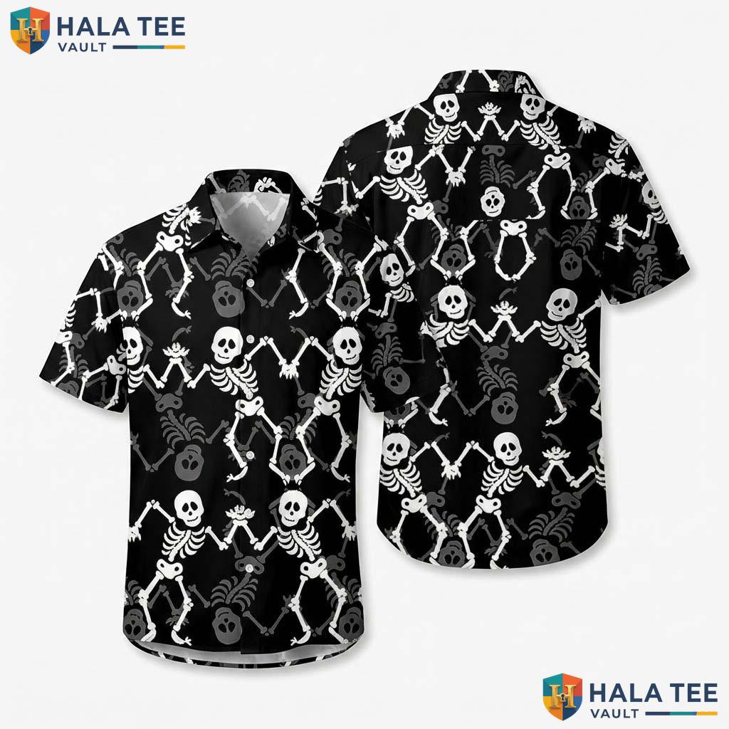 Funny Skeleton Halloween Hawaiian Shirt Unisex Spooky Party Aloha Top