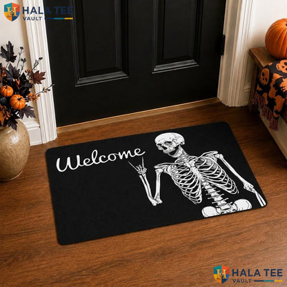 Funny Skull Halloween Front door mat Spooky Indoor Outdoor Living Room Floor Rug