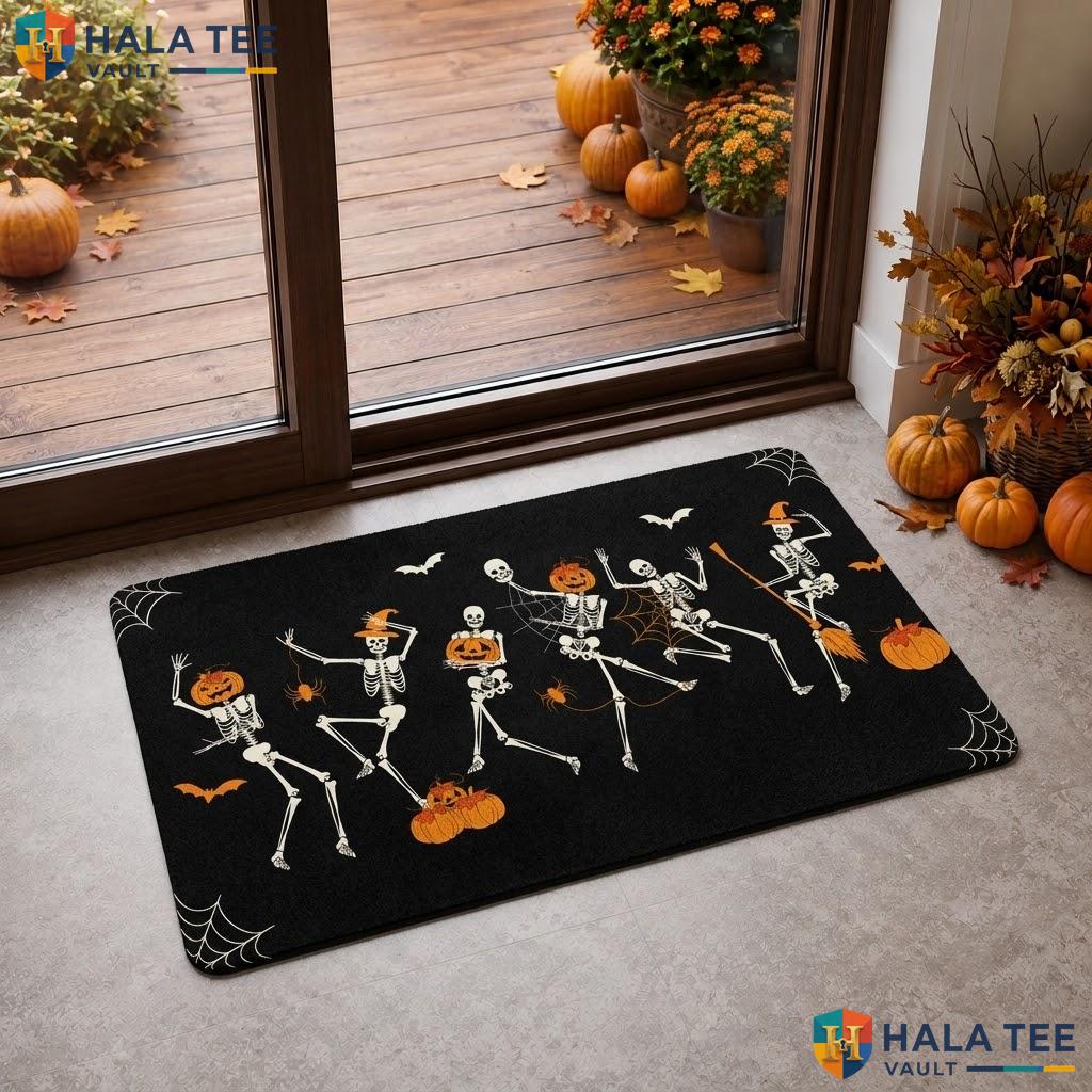 Funny Skulls Halloween Doormat Spooky Spider Web Welcome Farmhouse Porch