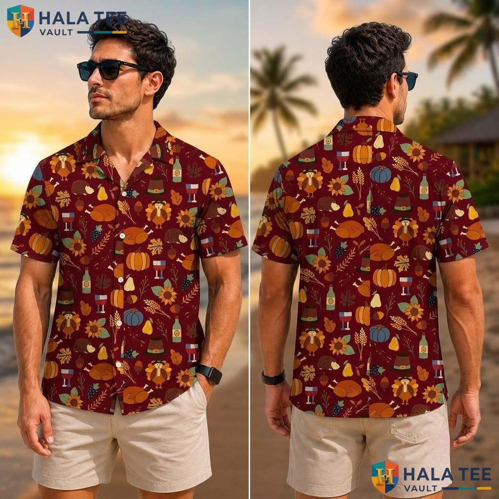 Funny Turkey Fall Thanksgiving Tropical Shirt 3D Printed Novelty Top
