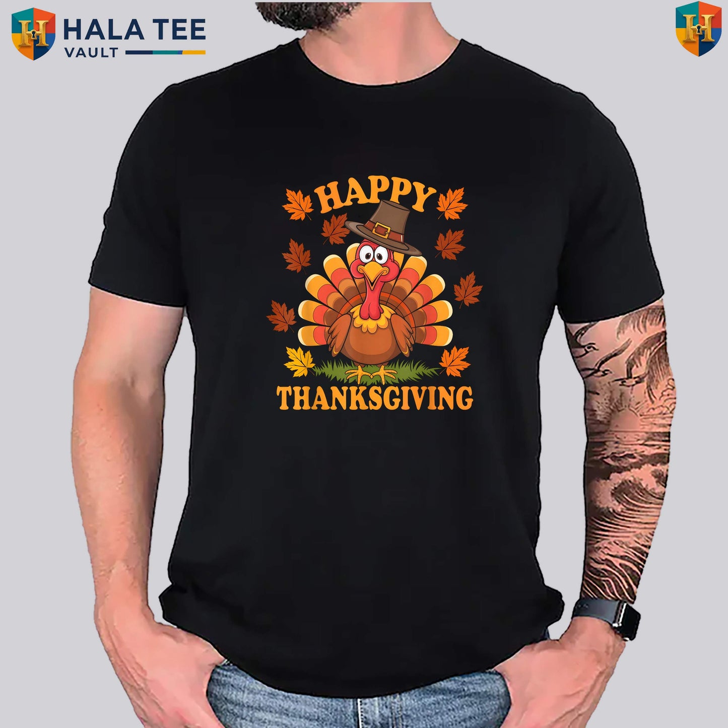 Funny Turkey Family Dinner T-Shirt Happy Thanksgiving Holiday Feast Graphic Top