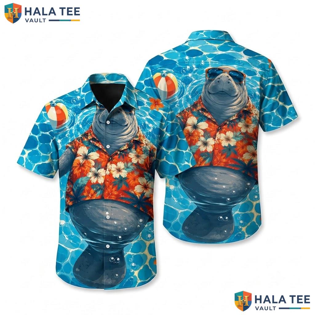 Funny Walrus Vacation Hawaiian Shirt Vibrant Graphic Casual Summer Top