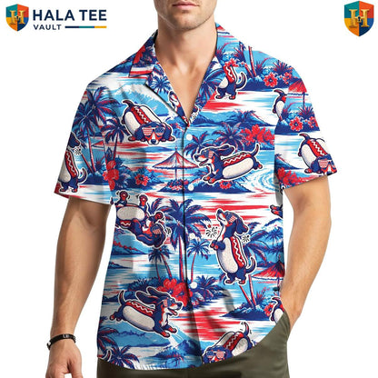 Funny Wiener Dog Aloha Shirt Mens Dachshund Tropical Beach Festival Apparel