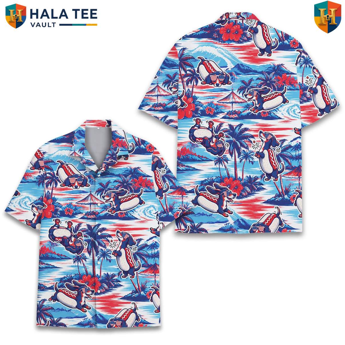 Funny Wiener Dog Aloha T-Shirt Mens Dachshund Tropical Beach Festival Apparel