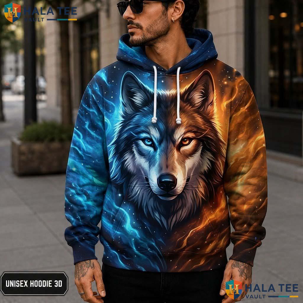 Galaxy Backdrop Cosmic Wolf 3D Printed Hoodie Vintage Bold Graphic Streetwear
