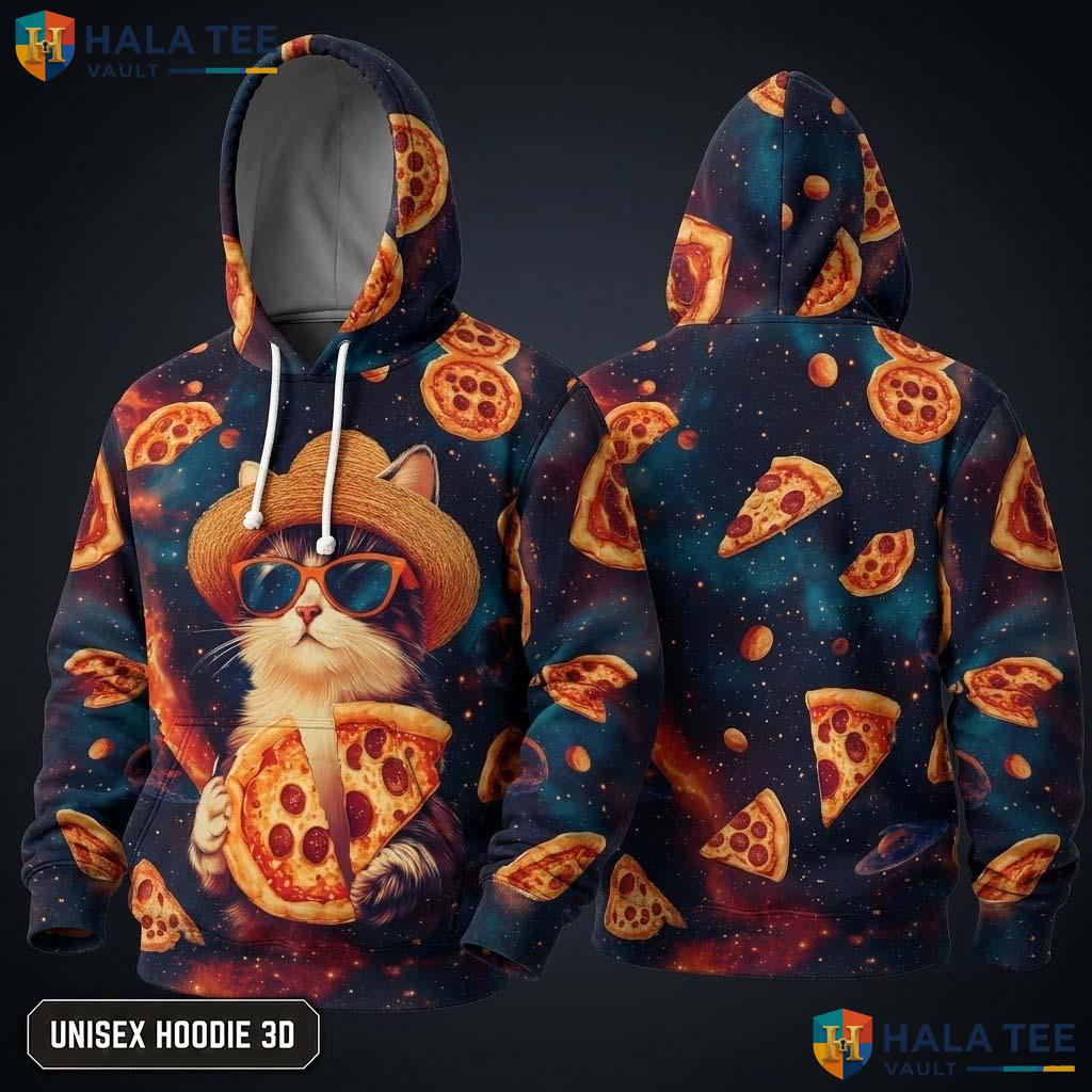 Galaxy Pizza Cat 3D Hoodie Kids Novelty Printed Pullover Girl Boy Top
