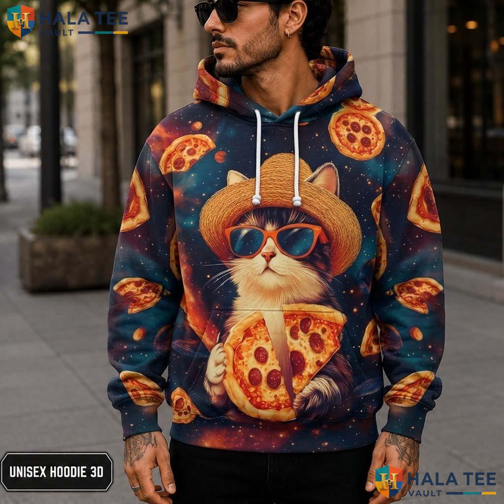 Galaxy Pizza Cat 3D Printed Hoodie Kids Novelty Printed Pullover Girl Boy Top