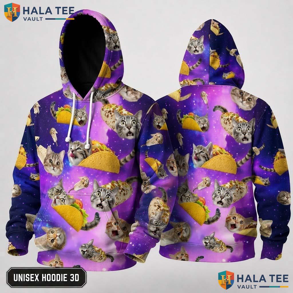 Galaxy Taco Cat Skull Hoodie Men Women 3D Graphic Novelty Pullover Top