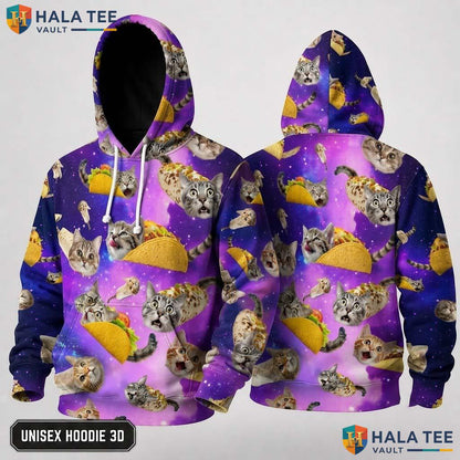 Galaxy Taco Cat Skull Hoodie Men Women 3D Graphic Novelty Pullover Top