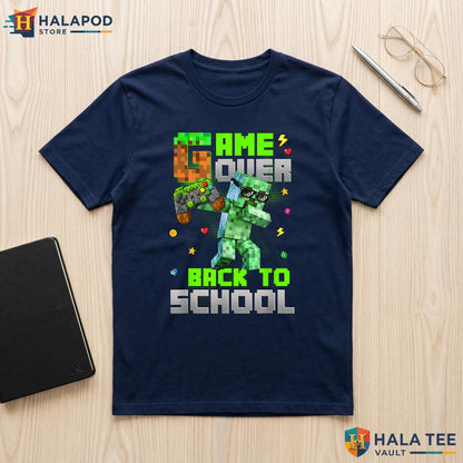 Game Over School Gaming Shirt Funny Bruh We Back Kids Boys First Day Top