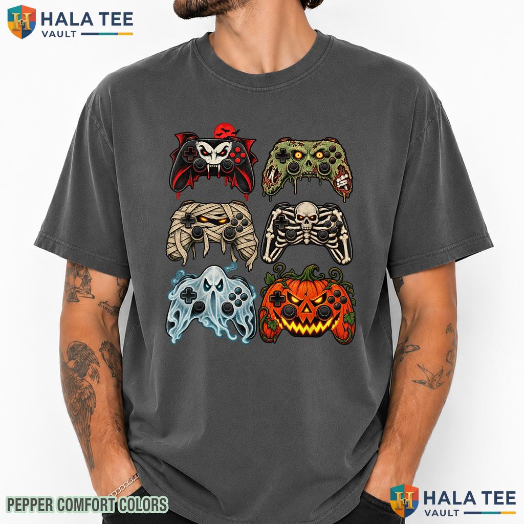 Gaming Controller Spooky Gamer Comfort Colors T-Shirt Video Games Top