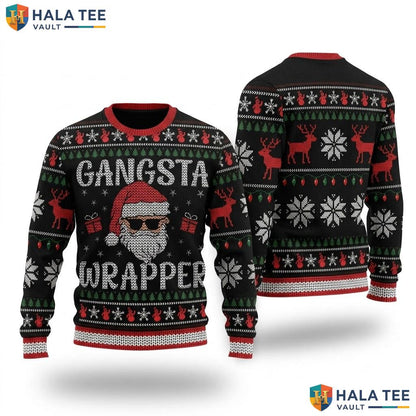 Gangsta Wrapper Funny Christmas Sweater Hip Hop Holiday Party Apparel