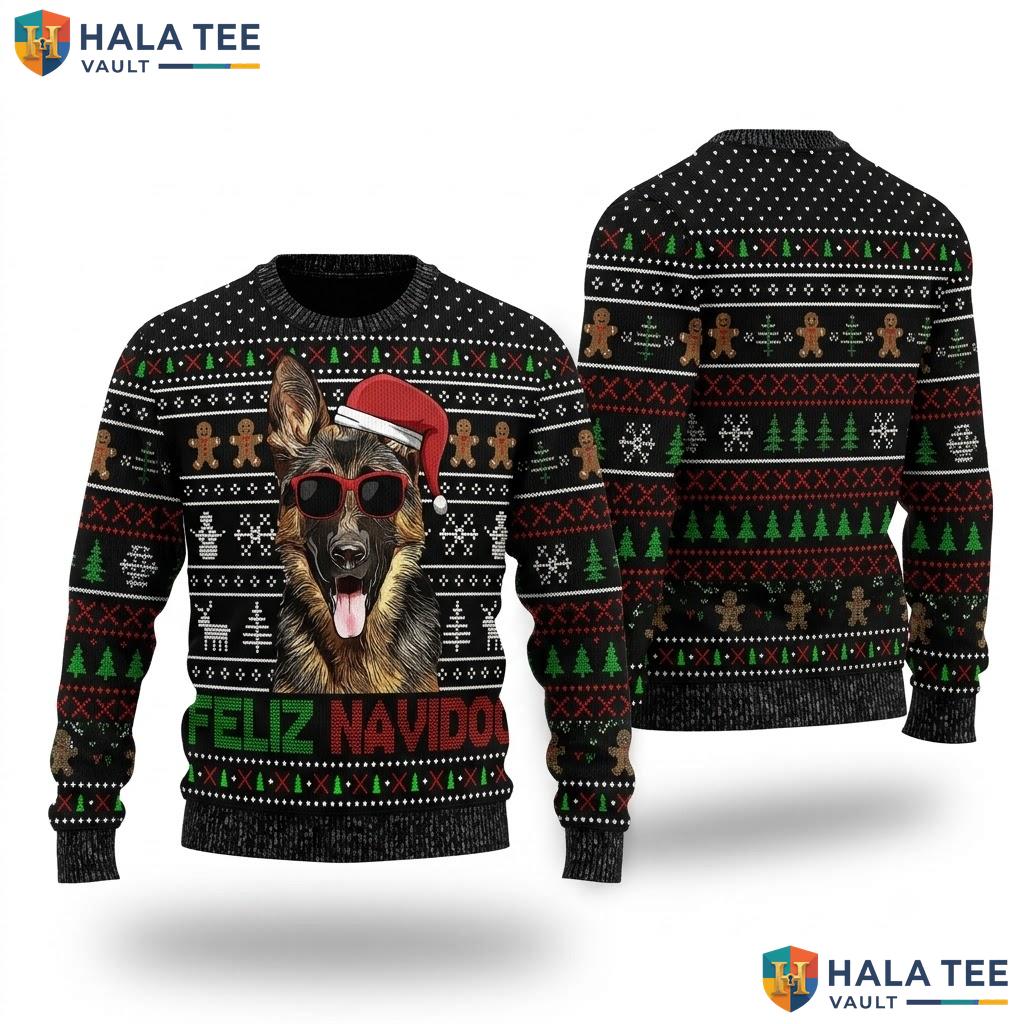 German Shepherd Navidog Christmas Sweater Funny Dog Holiday Apparel
