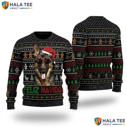 German Shepherd Navidog Christmas Sweater Funny Dog Holiday Apparel