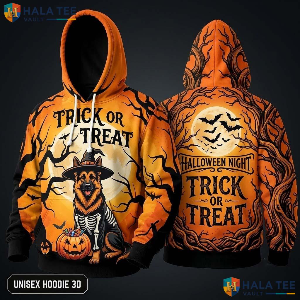 German Shepherd Skeleton Dog 3D Hoodie Funny Trick Or Treat Halloween