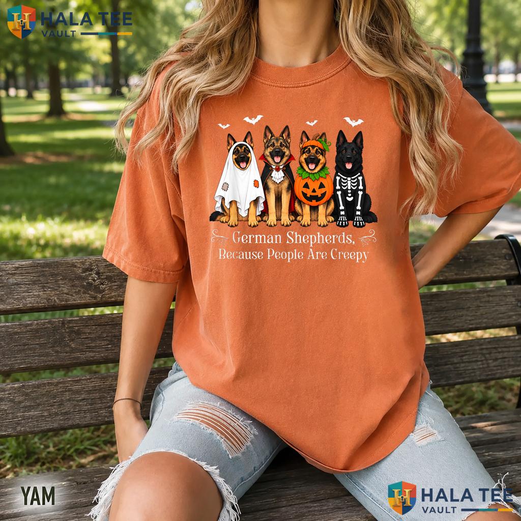 German Shepherds People Creepy Retro Style T-Shirt Dog Halloween