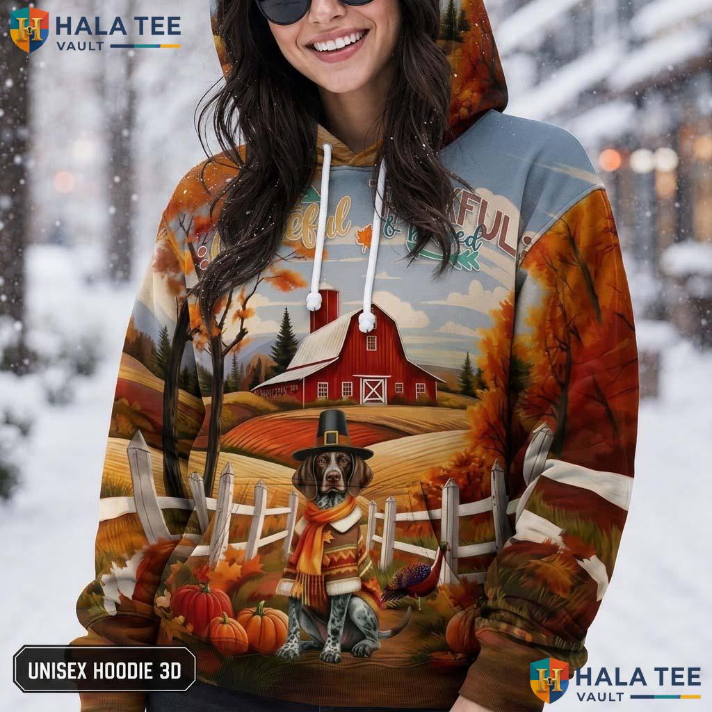 German Shorthaired Blessed Thanksgiving 3D Printed Hoodie Grateful Fall Top