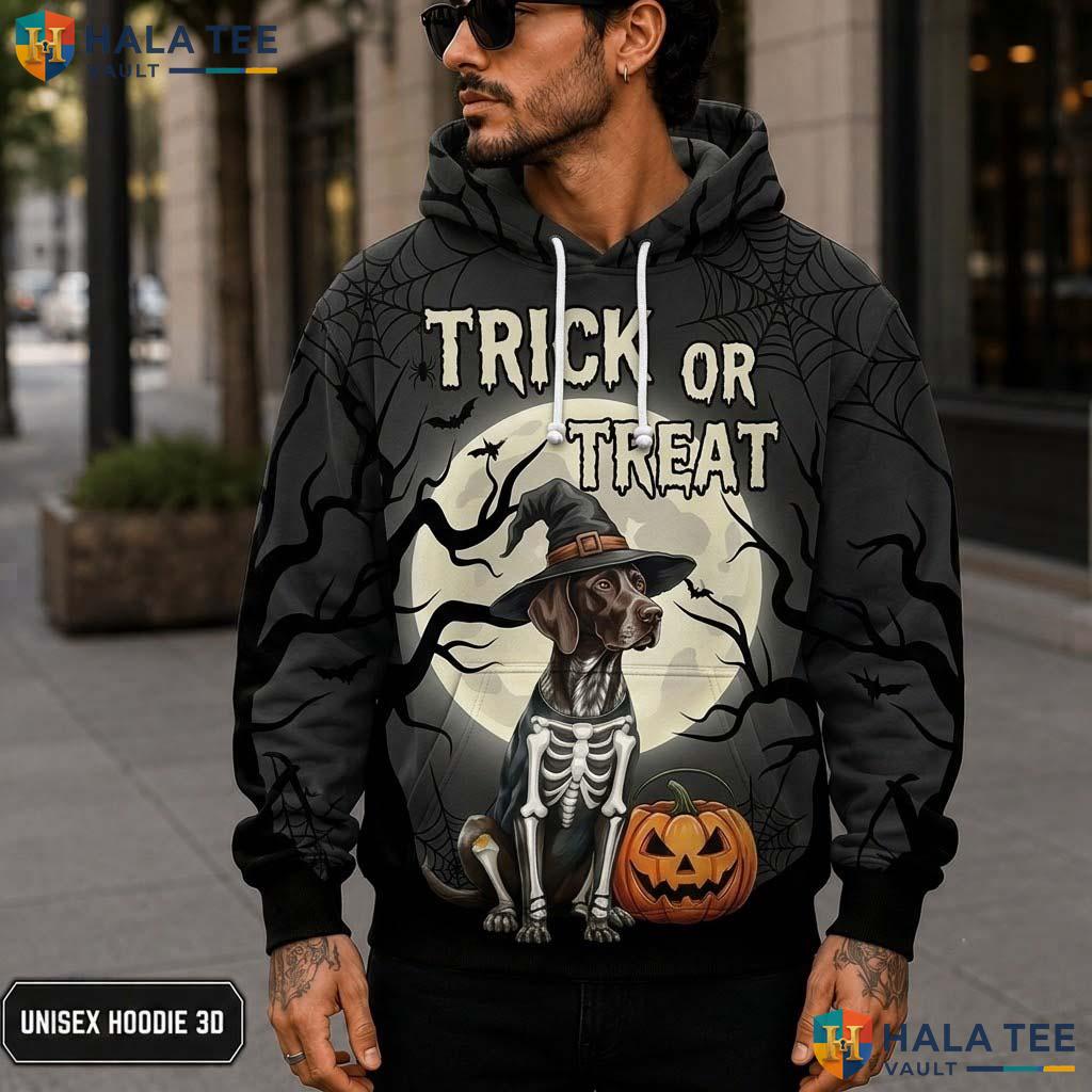 German Shorthaired Pointer 3D Printed Hoodie Cute Halloween Witch Hat Graphic