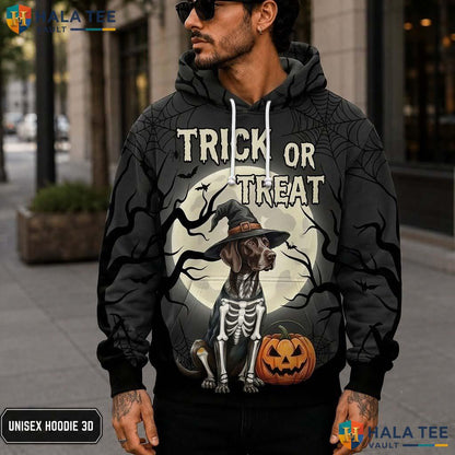 German Shorthaired Pointer 3D Printed Hoodie Cute Halloween Witch Hat Graphic