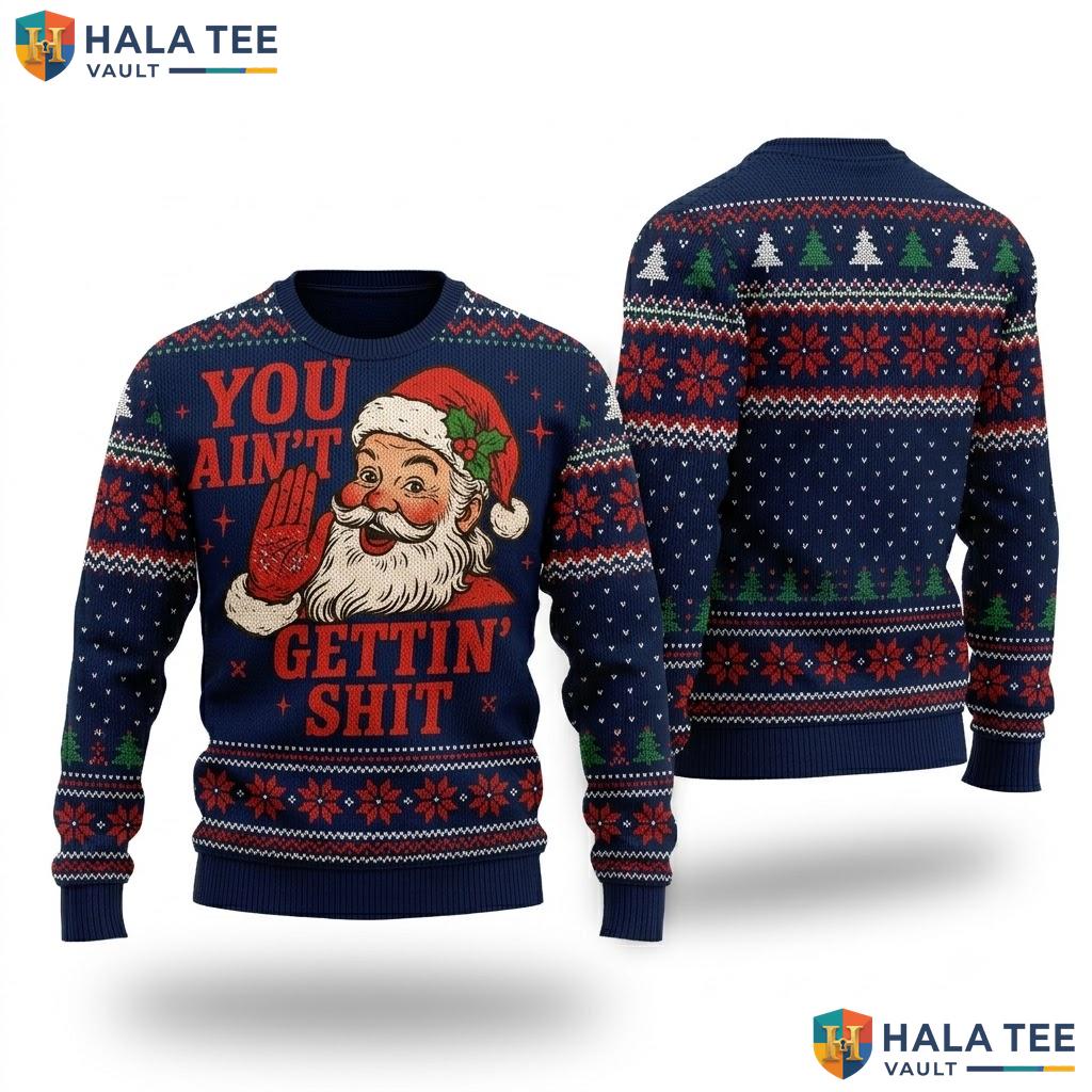 Getting Nothing Retro Ugly Christmas Sweater Funny Santa Holiday