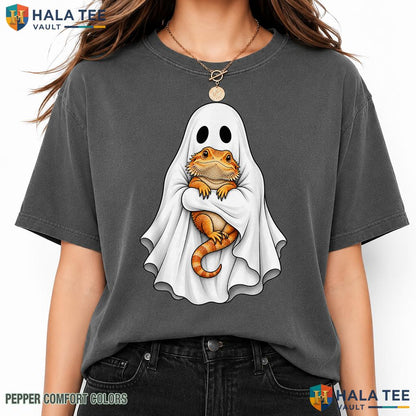 Ghost Bearded Dragon Funny Garment-Dyed T-Shirt Halloween Apparel