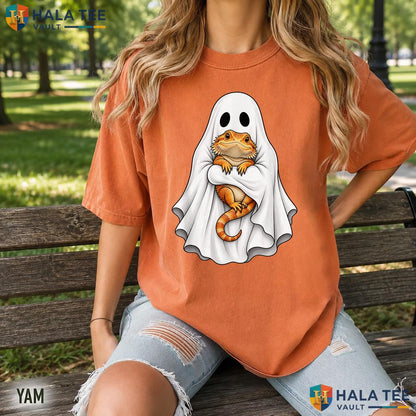 Ghost Bearded Dragon Funny Retro Style T-Shirt Halloween Apparel