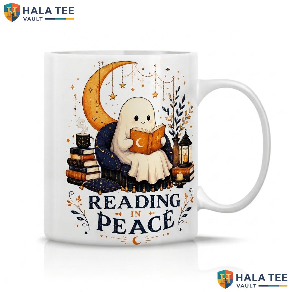 Ghost Book Lover Halloween Mug Cute Plant Gardening Ceramic Coffee Cup