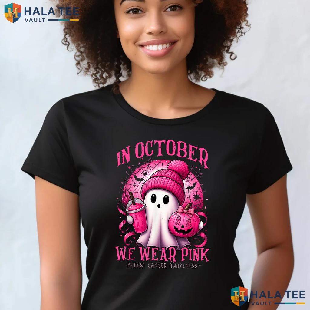 Ghost Breast Cancer Halloween Tee October We Wear Pink 2026 Outfit