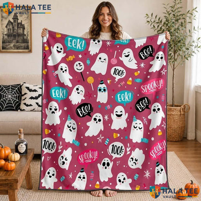 Ghost Candy Halloween Blanket Funny Pink Cute Party Sofa Throw Decor