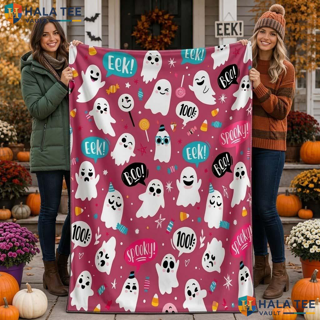 Ghost Candy Halloween Blanket Funny Pink Cute Party Sofa Throw Decor