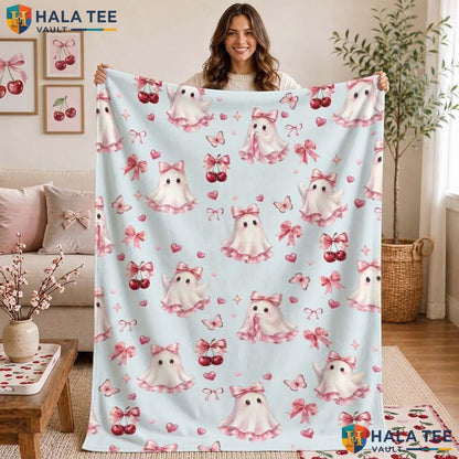 Ghost Cherry Halloween Blanket Personalized Book Lover Cozy Throw Gift