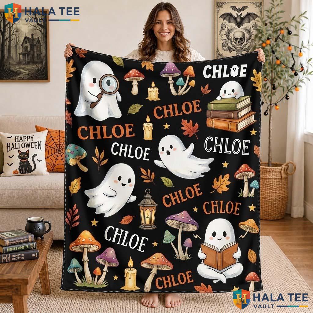 Ghost Curiosity Halloween Blanket Personalized Book Lover Throw Decor