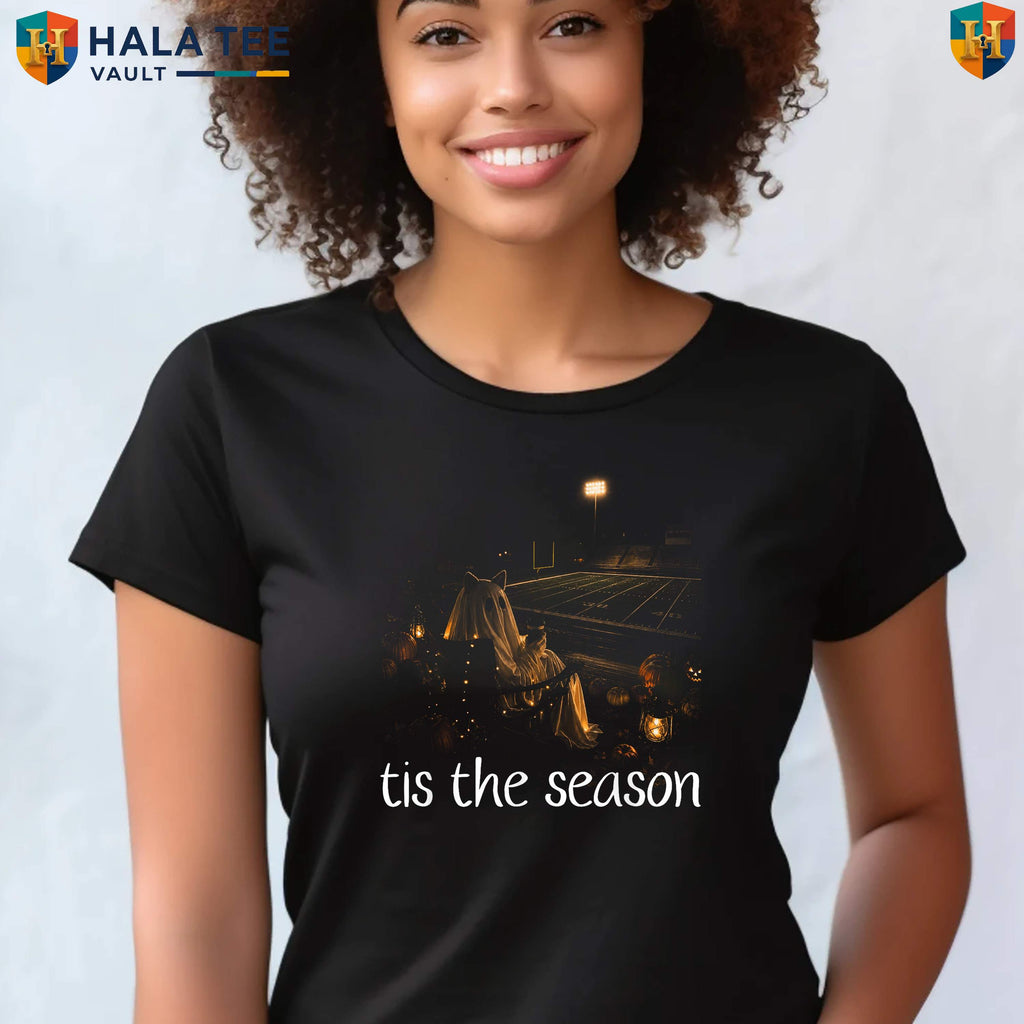 Ghost Football Game Halloween Shirt Funny Tis The Season Fall Party Apparel