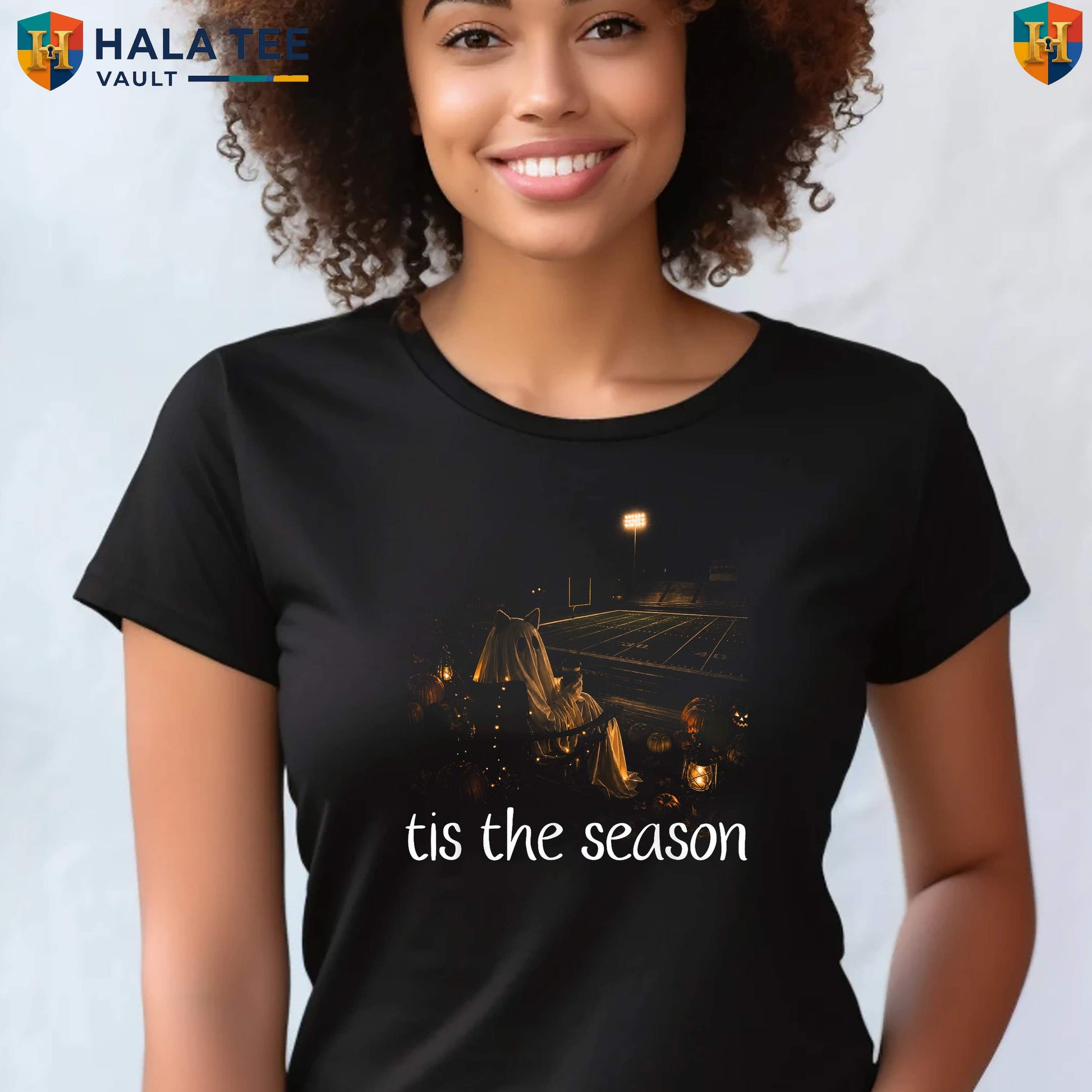 Ghost Football Game Halloween Shirt Funny Tis The Season Fall Party Apparel