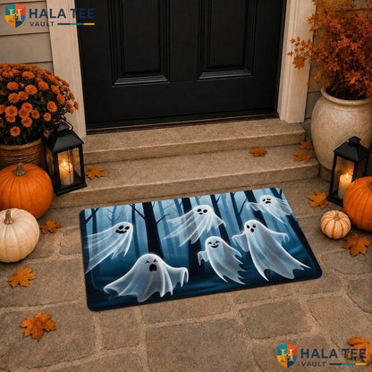 Ghost Forest Halloween Doormat Spooky Eerie Fluttering Welcome Porch Rug