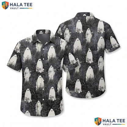 Ghost Forest Halloween Hawaiian Shirt Spooky Spirit Haunted Aloha Top