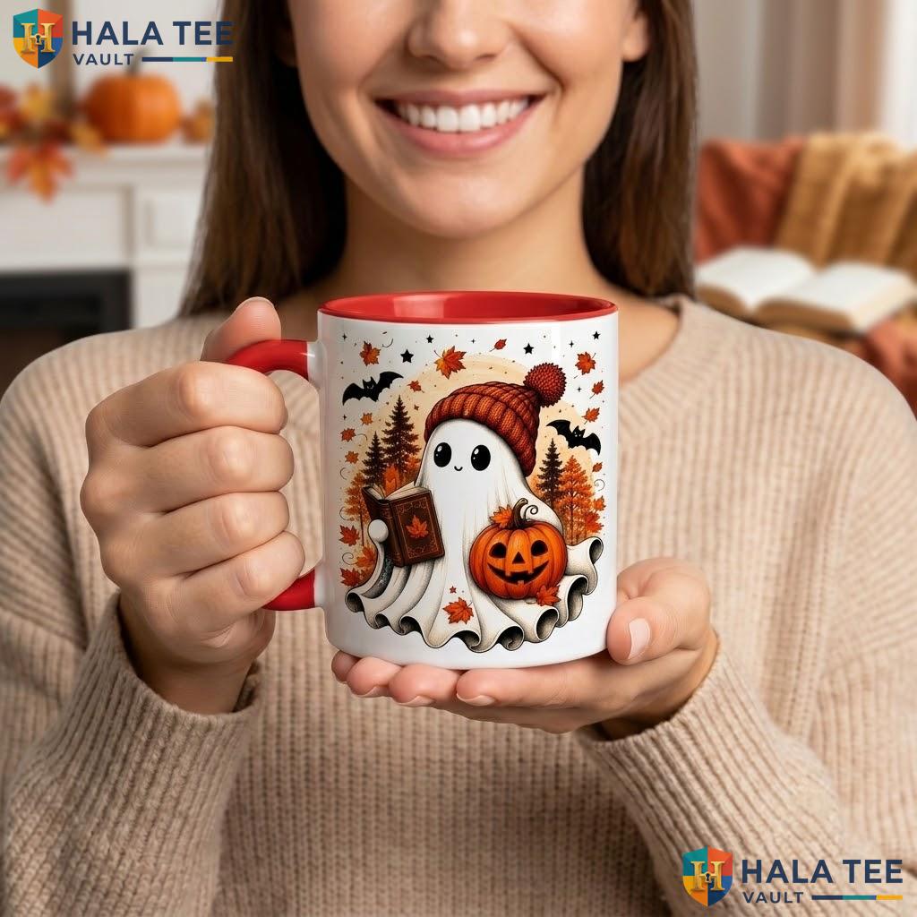 Ghost Pumpkin Plant Ceramic Mug Cute Halloween Gardening Coffee Camping Mug