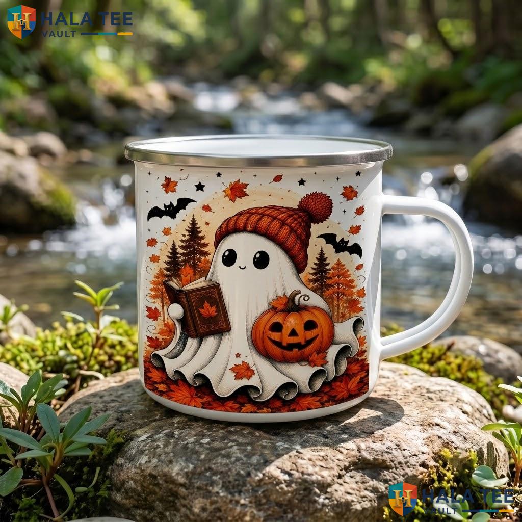 Ghost Pumpkin Plant Ceramic Mug Cute Halloween Gardening Coffee Accent Mug