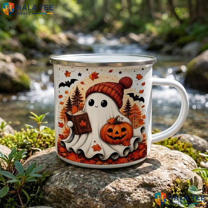 Ghost Pumpkin Plant Ceramic Mug Cute Halloween Gardening Coffee Accent Mug