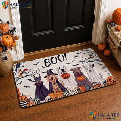 Ghost Puppy Halloween Front door mat Vibrant Dog Costume Outdoor Welcome Rug