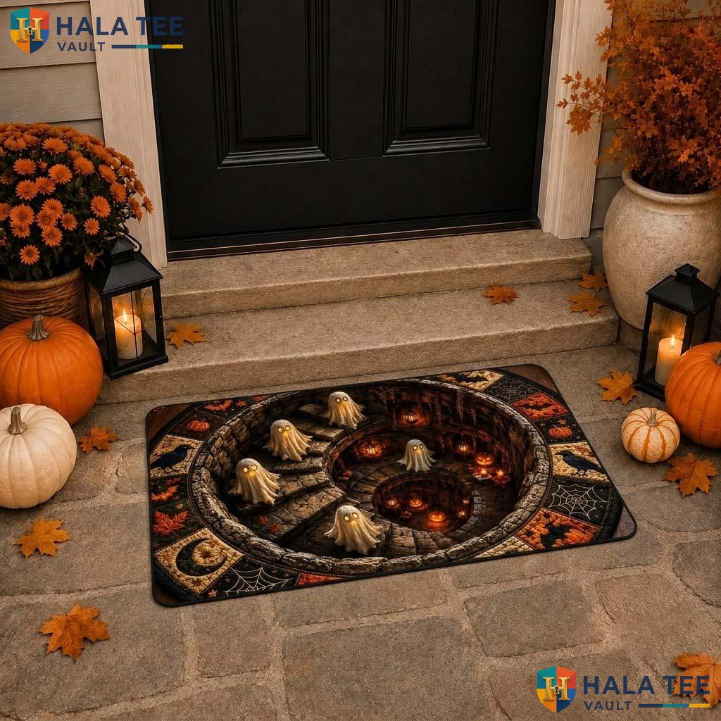 Ghost Staircase 3D Halloween Doormat Spooky Optical Illusion Home Decor