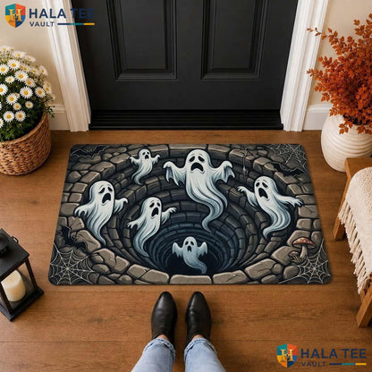 Ghost Vortex 3D Halloween Front door mat Spooky Optical Illusion Hole Gothic
