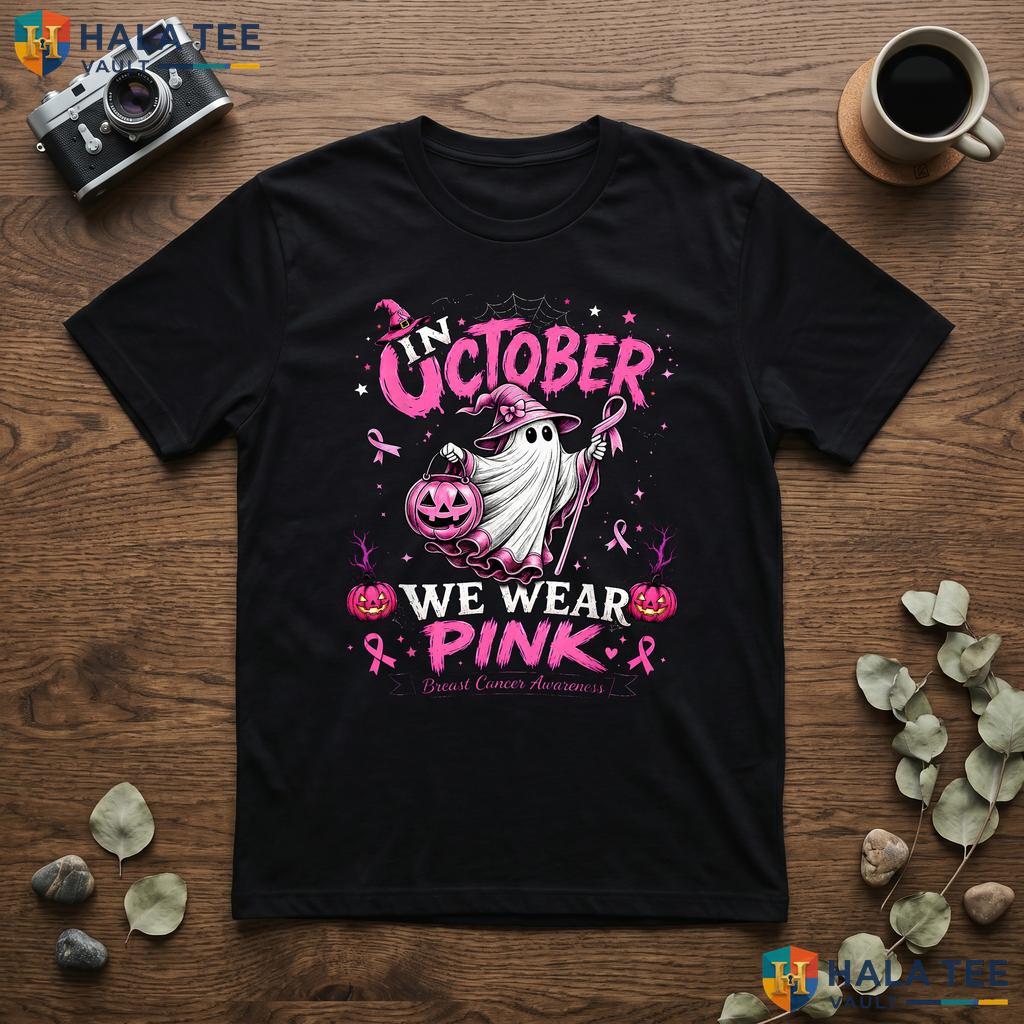 Ghost Witch Breast Cancer TShirt October We Wear Pink Awareness Top Adult
