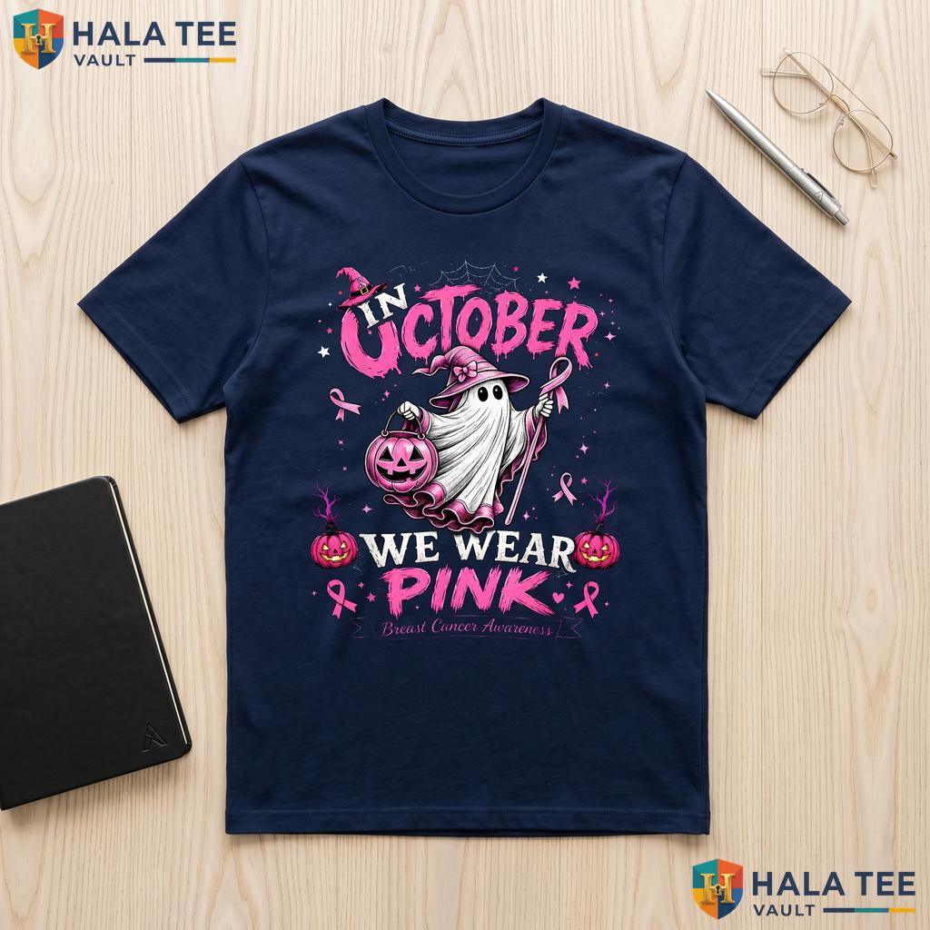 Ghost Witch Breast Cancer TShirt October We Wear Pink Awareness Top Adult